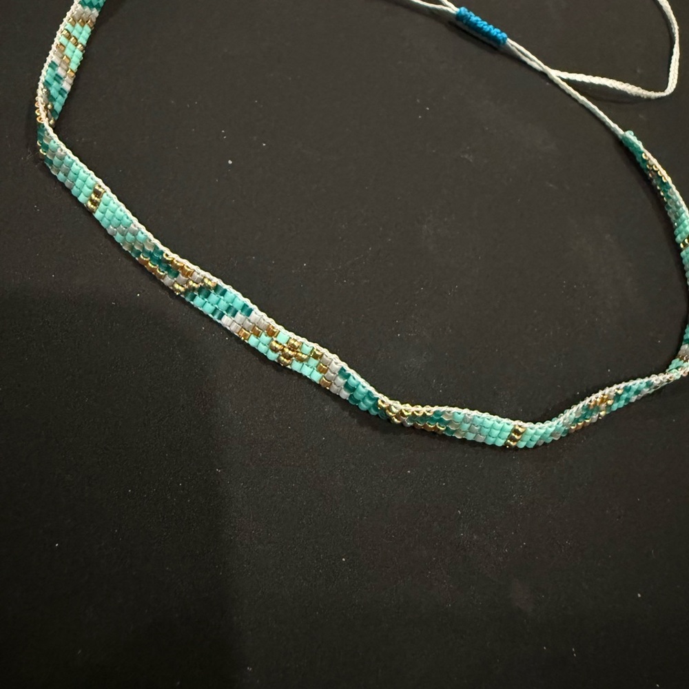 Turquoise and Gold Beaded Necklace
